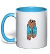 Mug with a colored handle Regular Grizz Bears sky-blue фото