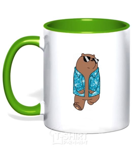 Mug with a colored handle Regular Grizz Bears kelly-green фото
