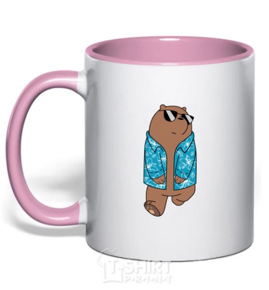 Чашка с цветной ручкой Обычные медведи Гриз Нежно розовый фото