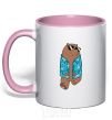 Mug with a colored handle Regular Grizz Bears light-pink фото