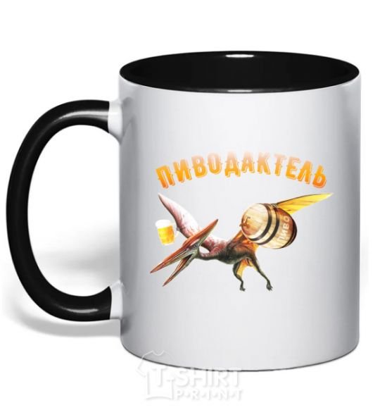 Mug with a colored handle Beerdachtel black фото