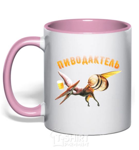 Mug with a colored handle Beerdachtel light-pink фото