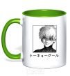 Mug with a colored handle Gul chorny kelly-green фото