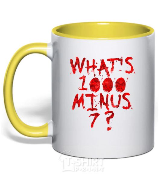 Mug with a colored handle 1000 minus 7 yellow фото