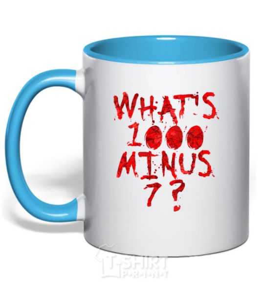 Mug with a colored handle 1000 minus 7 sky-blue фото