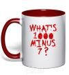Mug with a colored handle 1000 minus 7 red фото