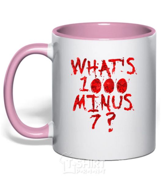 Mug with a colored handle 1000 minus 7 light-pink фото