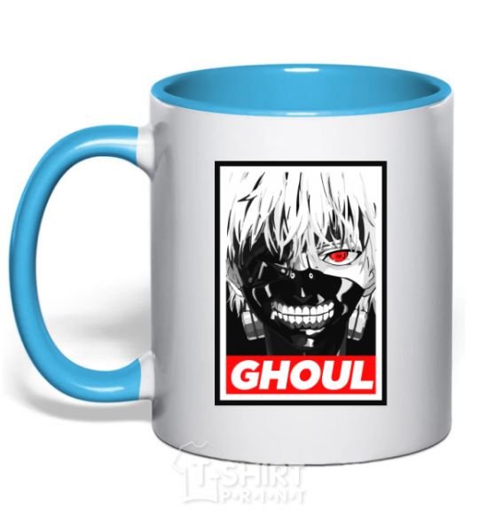 Mug with a colored handle GHOUL sky-blue фото