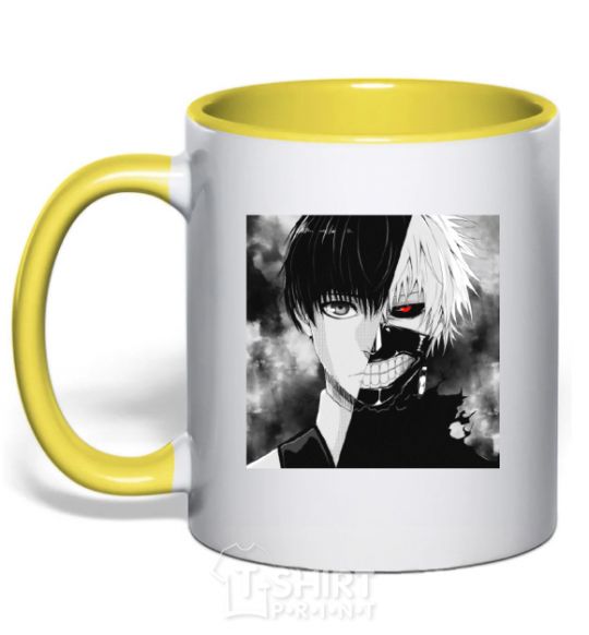 Mug with a colored handle Kaneki yellow фото