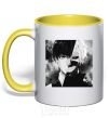 Mug with a colored handle Kaneki yellow фото