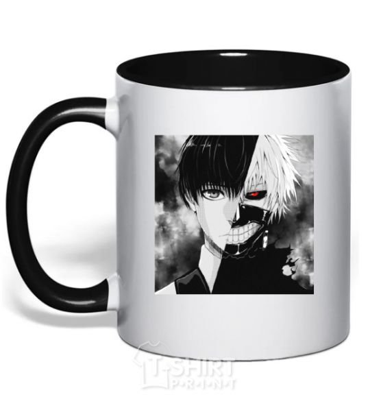 Mug with a colored handle Kaneki black фото