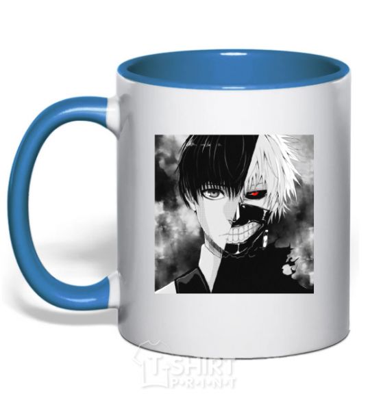 Mug with a colored handle Kaneki royal-blue фото