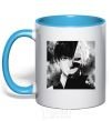 Mug with a colored handle Kaneki sky-blue фото