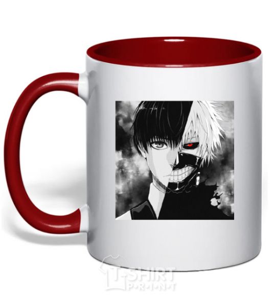 Mug with a colored handle Kaneki red фото