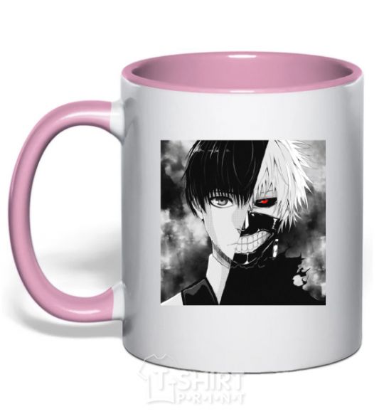 Mug with a colored handle Kaneki light-pink фото