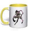 Mug with a colored handle One punch man sonic yellow фото