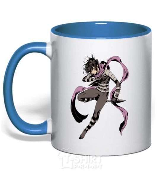 Mug with a colored handle One punch man sonic royal-blue фото