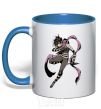 Mug with a colored handle One punch man sonic royal-blue фото