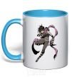 Mug with a colored handle One punch man sonic sky-blue фото