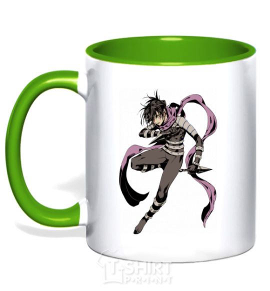 Mug with a colored handle One punch man sonic kelly-green фото