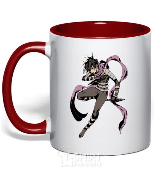 Mug with a colored handle One punch man sonic red фото