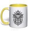 Mug with a colored handle hollow night curls yellow фото