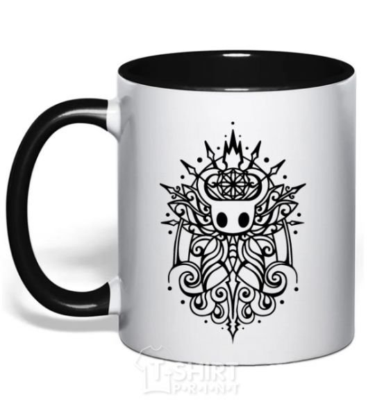 Mug with a colored handle hollow night curls black фото