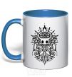Mug with a colored handle hollow night curls royal-blue фото