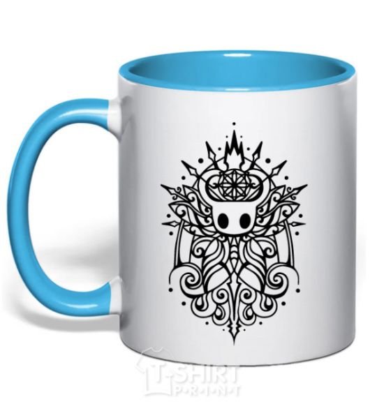 Mug with a colored handle hollow night curls sky-blue фото