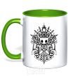 Mug with a colored handle hollow night curls kelly-green фото
