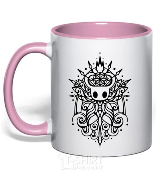 Mug with a colored handle hollow night curls light-pink фото