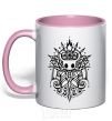 Mug with a colored handle hollow night curls light-pink фото