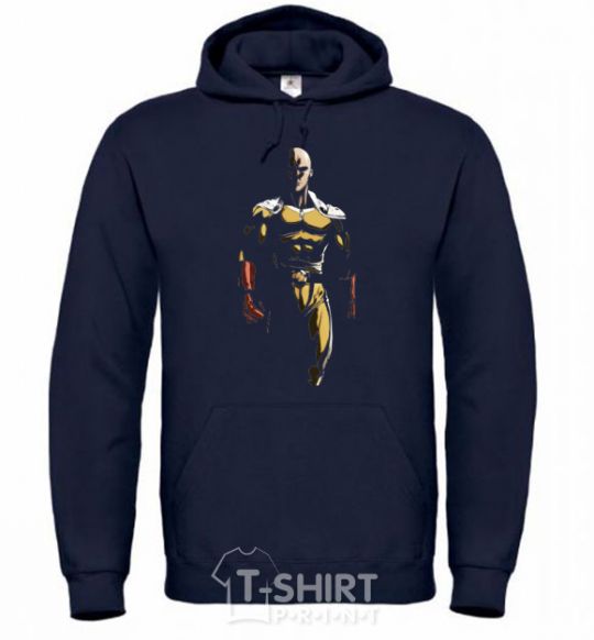 Men`s hoodie One punchman silhouette navy-blue фото