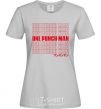 Women's T-shirt One puch man text grey фото