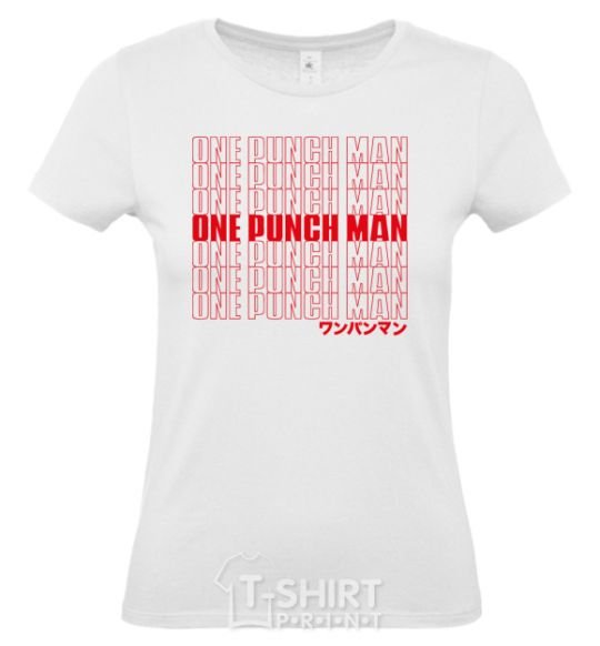 Women's T-shirt One puch man text White фото