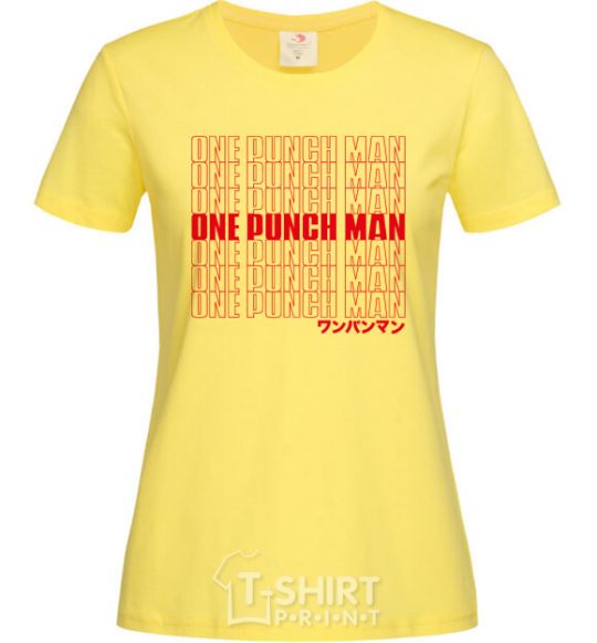 Women's T-shirt One puch man text cornsilk фото