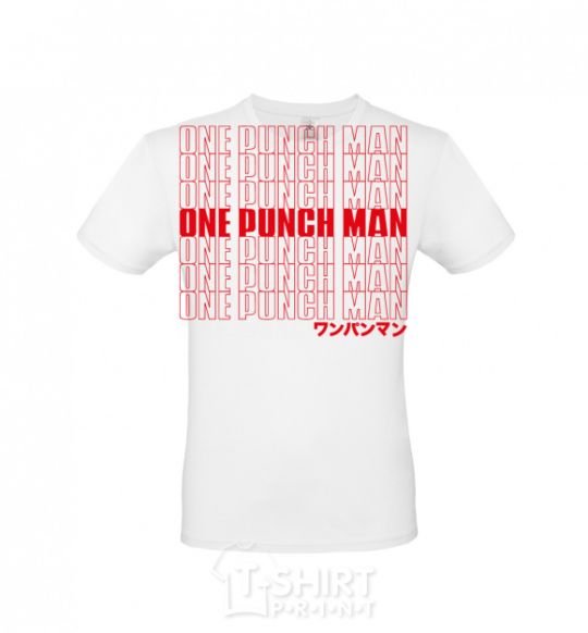 Men's T-Shirt One puch man text White фото