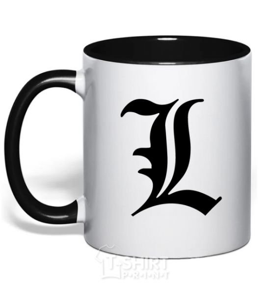 Mug with a colored handle Death note L black фото
