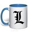 Mug with a colored handle Death note L royal-blue фото