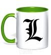 Mug with a colored handle Death note L kelly-green фото