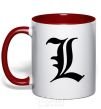 Mug with a colored handle Death note L red фото