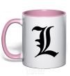 Mug with a colored handle Death note L light-pink фото