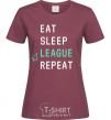 Women's T-shirt eat sleep league repeat burgundy фото