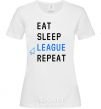 Женская футболка eat sleep league repeat Белый фото