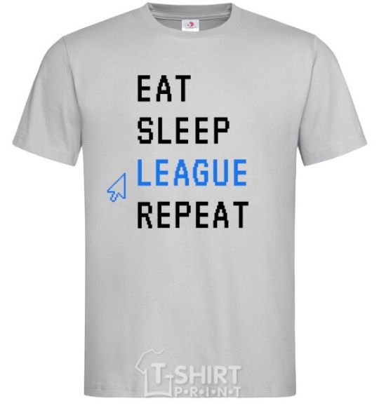 Men's T-Shirt eat sleep league repeat grey фото