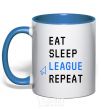 Чашка с цветной ручкой eat sleep league repeat Ярко-синий фото