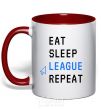 Чашка с цветной ручкой eat sleep league repeat Красный фото