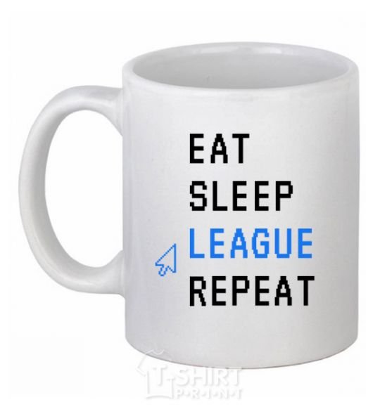 Чашка керамическая eat sleep league repeat Белый фото