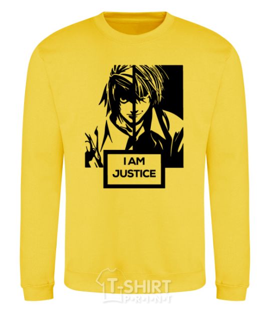 Sweatshirt death note L i am justice yellow фото