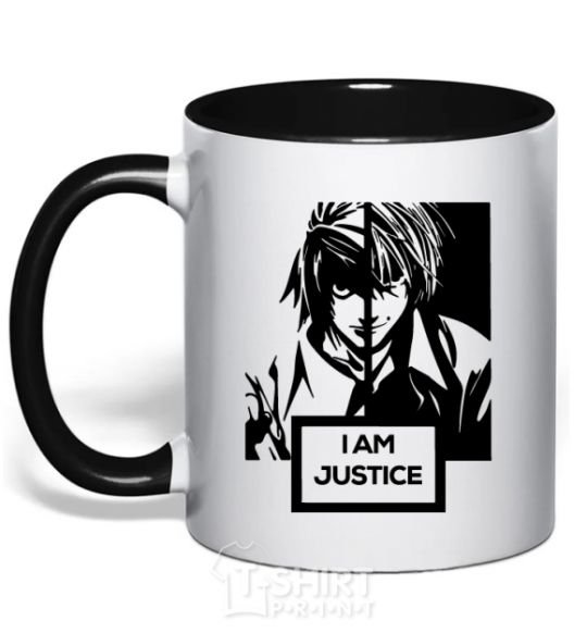 Mug with a colored handle death note L i am justice black фото